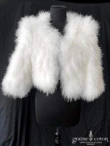 Couture mariage - Boléro en duvet de cygne ivoire claire (manteau chaud manches 3/4)