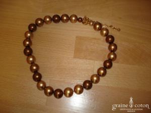 Loews - Collier de grosses perles de Majorque cuivre/doré