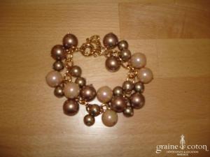 Loews - Bracelet de grosses perles  de Majorque cuivre et rose