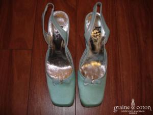 Max Chaoul - Escarpins (chaussures) en cuir et soie turquoise
