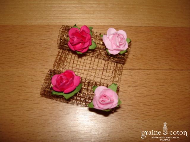 Création Alexia de Paris - Mini bibi en abaca et petites roses cuivre