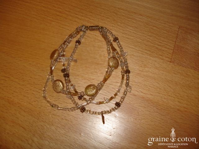 Bracelet en perles transparents et cuivre