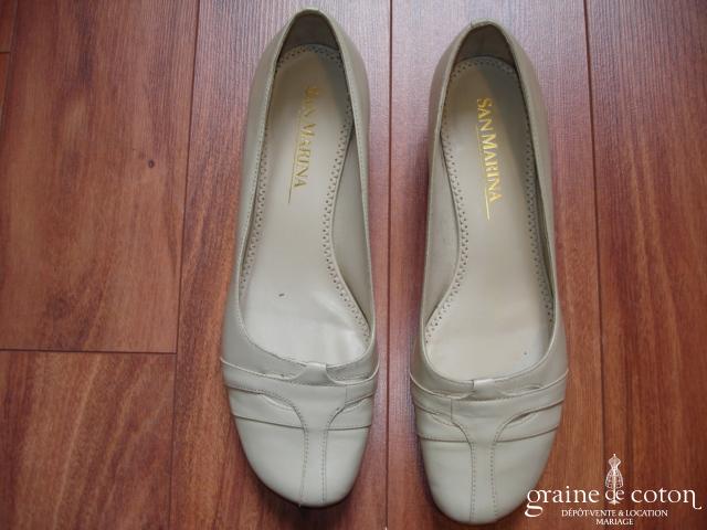 San Marina - Ballerines (chaussures) en cuir ivoire foncé