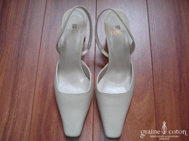 Dejean 1198 - Escarpins (chaussures) en cuir ivoire