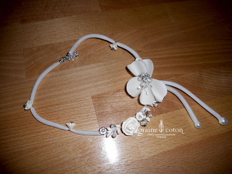 Matrimonia - Tour de cou (collier) fleurs ivoire et blanc