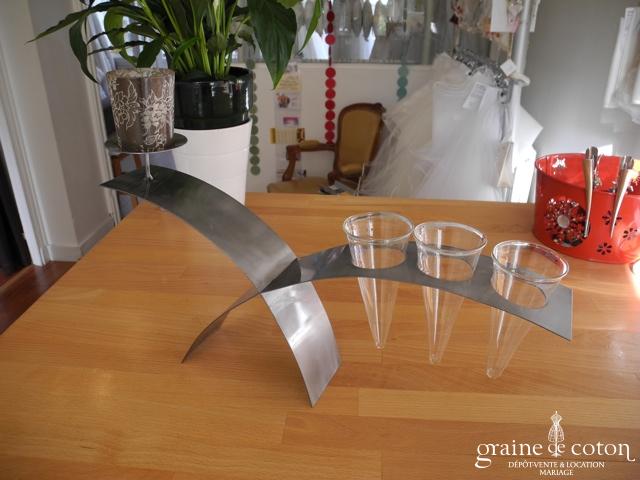 Deco2table - Centre de table en métal avec support pour 3 photophores et 3 cônes en verre