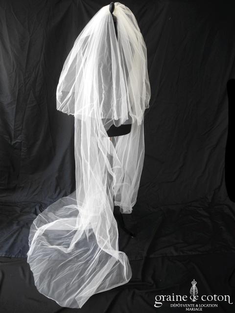 Amarildine - Voile long de 3 mètres en tulle ivoire clair