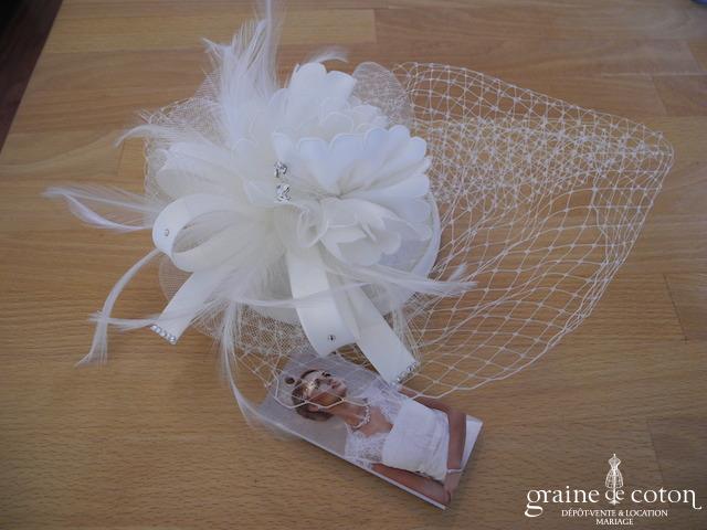 Bianco Evento - Bibi / coiffe / voilette / chapeau fleur en tissu sisal et strass (92)