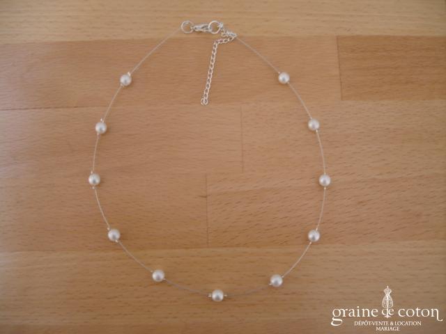 Au fil perlé - Tour de cou un rang perles nacrées blanches ou ivoires