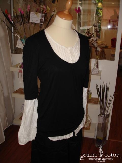 Lulu Castagnette - Haut chemisier et jersey noir (non stocké en boutique, essayage sur demande)