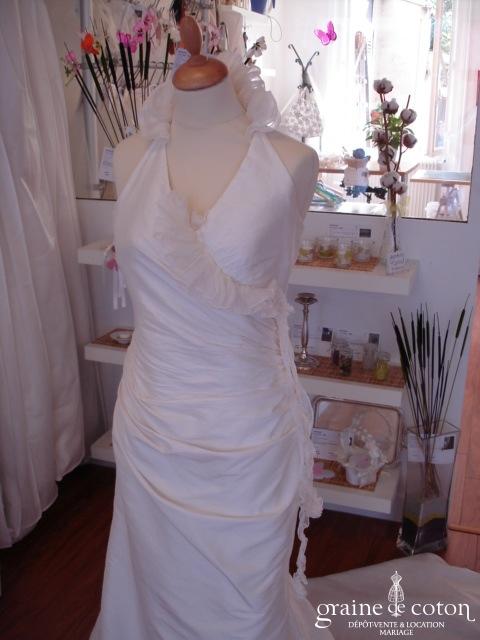La Sposa - Robe avec bretelle tour de cou (soie sauvage organza)
