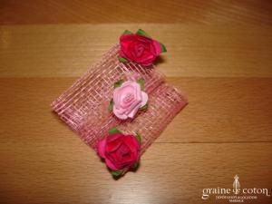 Création Alexia de Paris - Mini bibi en abaca et petites roses rose