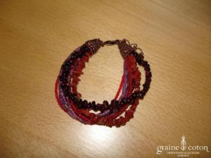 Bracelet multi rangs rouge-violet