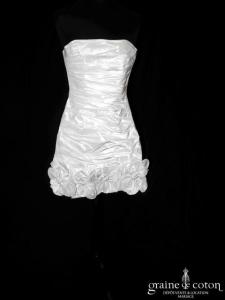Cymbeline - Robe courte en taffetas drapé ivoire clair
