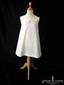 Hibiscus - Robe demoiselle d'honneur petite fille à larges bretelles blanche en coton