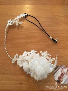 Bianco Evento - Coiffe en dentelle cristaux et perles ivoires