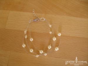 Au fil perlé - Bracelet 3 rangs perles ivoires