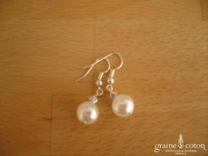 Au fil perlé - Boucles d'oreilles perle blanche 10 mm