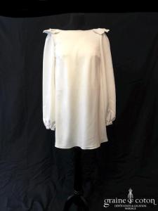 Delphine Manivet - Robe courte en crêpe de soie blanc