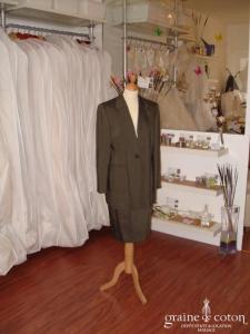 Cerruti - Tailleur laine gris foncé veste et jupe