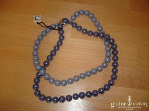 Loews - Collier de grosses perles de Majorque double rang bleu