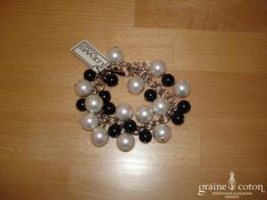 Loews - Bracelet de grosses perles  de Majorque blanc et noir